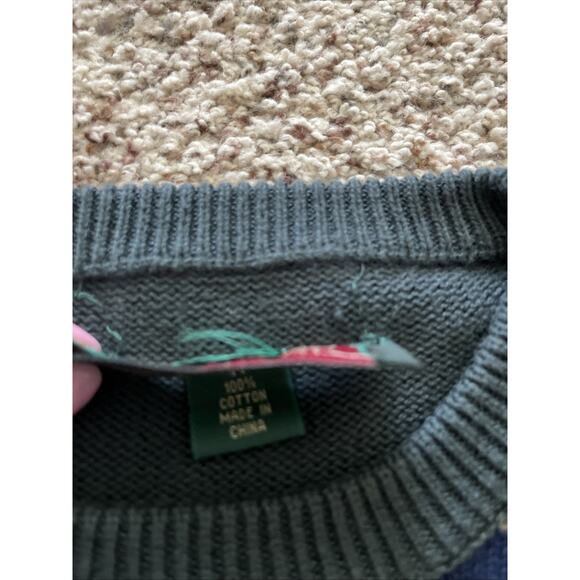 Vintage Orvis Sweater Mens Sz Med Men’s Colorblock Knit Cotton Green Yellow Tan - Picture 8 of 8